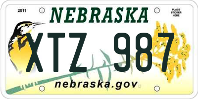 NE license plate XTZ987
