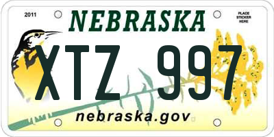 NE license plate XTZ997