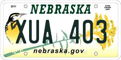 NE license plate XUA403