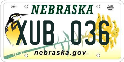 NE license plate XUB036
