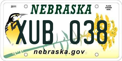 NE license plate XUB038