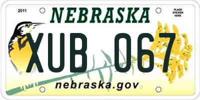 NE license plate XUB067