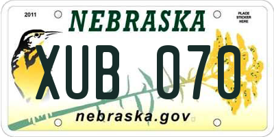NE license plate XUB070
