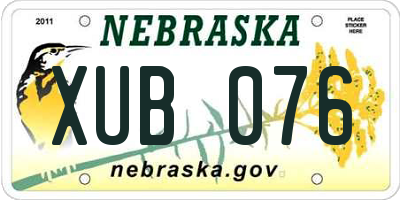 NE license plate XUB076