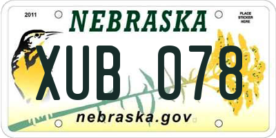 NE license plate XUB078