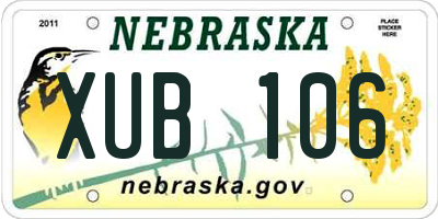 NE license plate XUB106