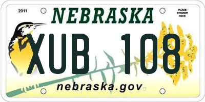 NE license plate XUB108