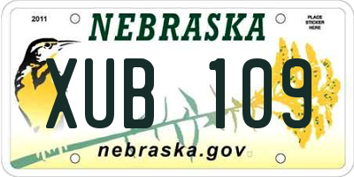 NE license plate XUB109