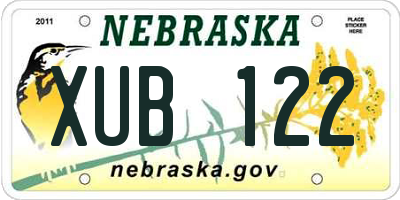 NE license plate XUB122