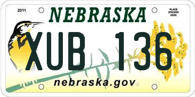 NE license plate XUB136