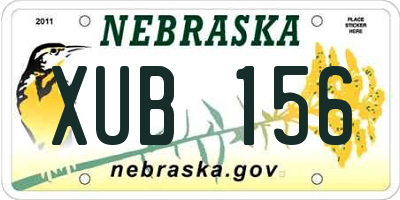 NE license plate XUB156
