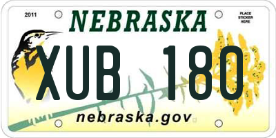 NE license plate XUB180