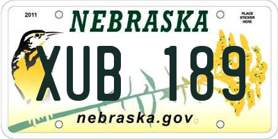 NE license plate XUB189