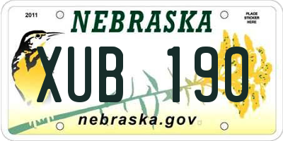 NE license plate XUB190