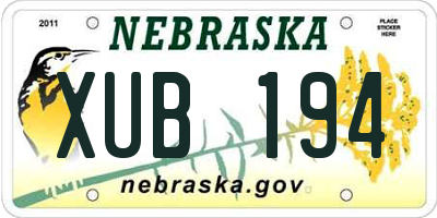 NE license plate XUB194