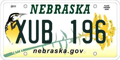 NE license plate XUB196