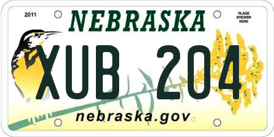 NE license plate XUB204
