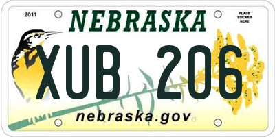 NE license plate XUB206