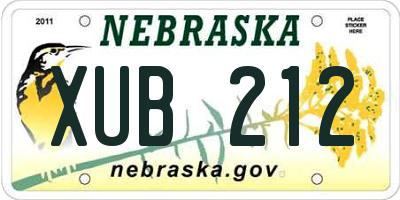 NE license plate XUB212