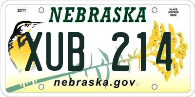 NE license plate XUB214