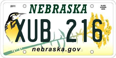 NE license plate XUB216