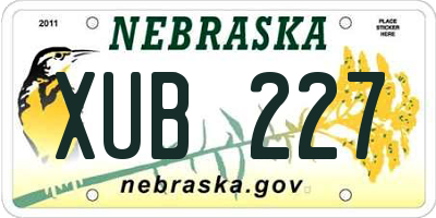 NE license plate XUB227