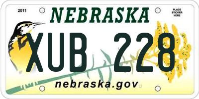 NE license plate XUB228