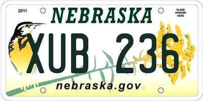 NE license plate XUB236