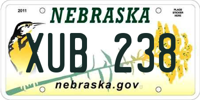 NE license plate XUB238