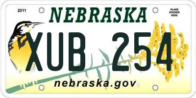 NE license plate XUB254