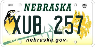 NE license plate XUB257