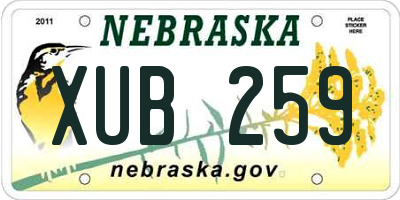 NE license plate XUB259