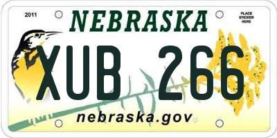 NE license plate XUB266