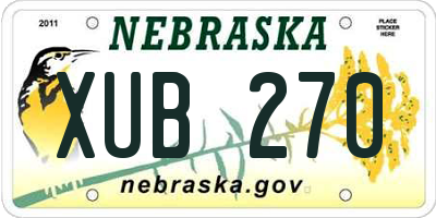 NE license plate XUB270