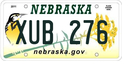 NE license plate XUB276