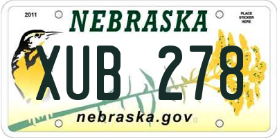 NE license plate XUB278