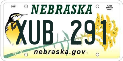 NE license plate XUB291