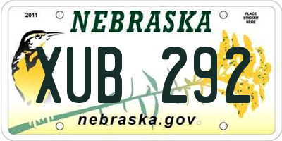 NE license plate XUB292
