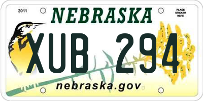 NE license plate XUB294