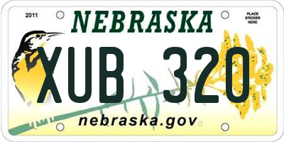 NE license plate XUB320