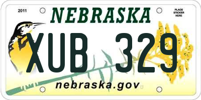 NE license plate XUB329