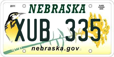 NE license plate XUB335