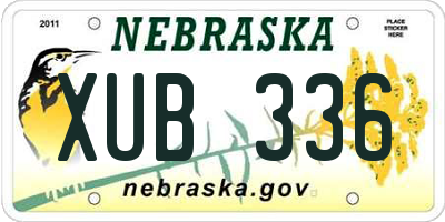 NE license plate XUB336