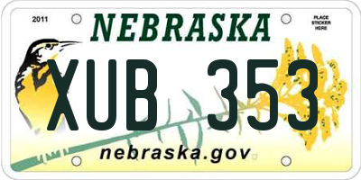NE license plate XUB353