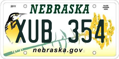 NE license plate XUB354