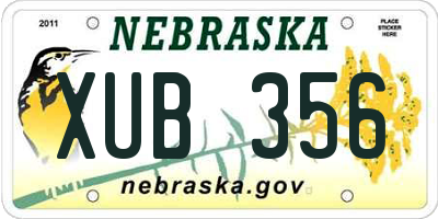 NE license plate XUB356