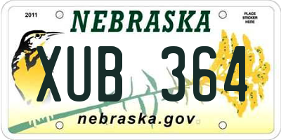 NE license plate XUB364