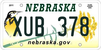 NE license plate XUB378