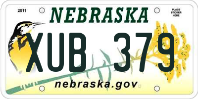 NE license plate XUB379