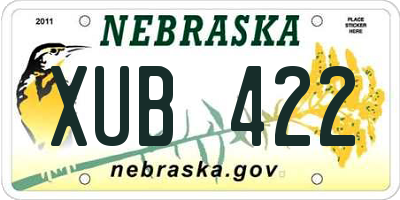 NE license plate XUB422